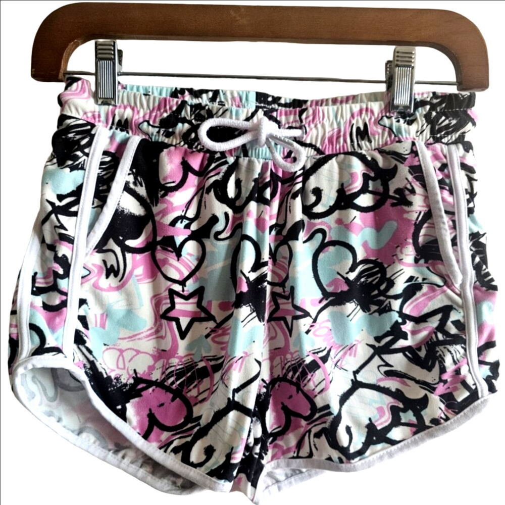✨ 3/$20✨ Girls Active Lined Splatter Shorts Grey & Pink Paint